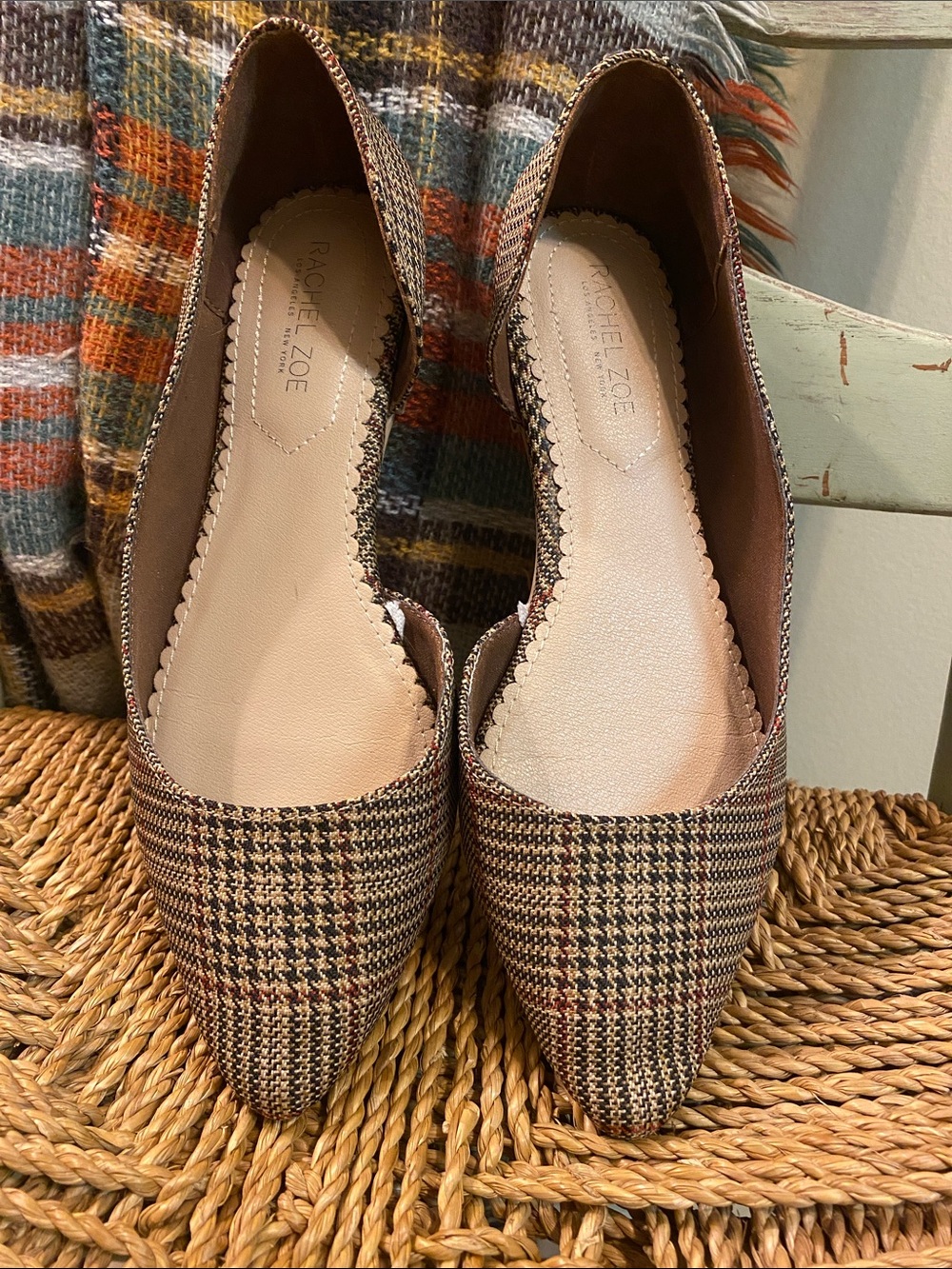 Rachel Zoe Brown Plaid Pointed-Toe Flats